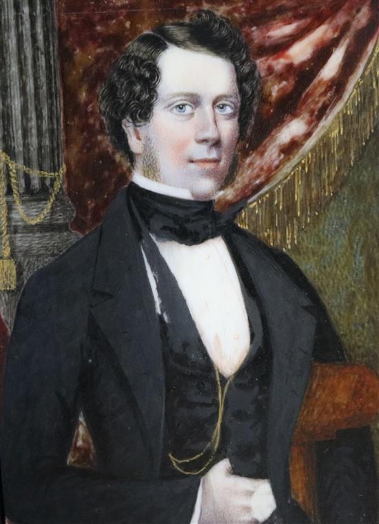 A 19th century portrait miniature on ivory of a gentleman 9 x 6.5cm, unframed